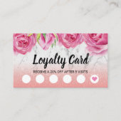 Carte de fidélité | Élégant Marbre blanc Floral Mo (Devant)