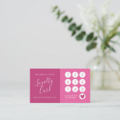 Carte De Fidélité Élégant minimal Berry rose blanc Script (Debout devant)