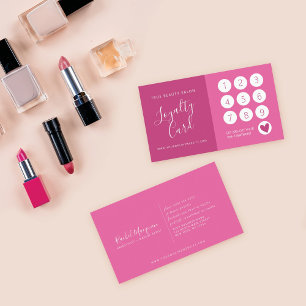 Carte De Fidélité Élégant minimal Berry rose blanc Script