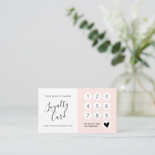 Carte De Fidélité Élégant minimal blanc rose (Debout devant)