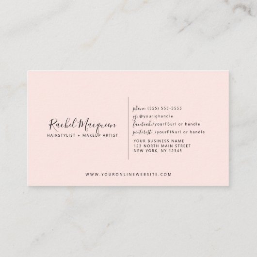 Carte De Fidélité Élégant minimal blanc rose (Dos)