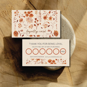 Carte De Fidélité Élégant modèle de fleurs de automne Brown rustique