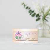 Carte De Fidélité Élégant Moderne, Rayé, Macarons (Debout devant)