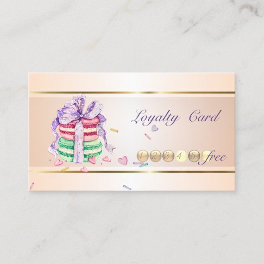 Carte De Fidélité Élégant Moderne, Rayé, Macarons (Devant)