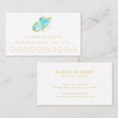 Carte De Fidélité Élégant Papillon bleu et or moderne (Devant / Derrière)