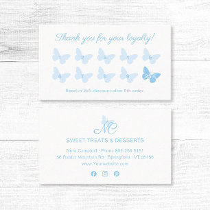 Carte De Fidélité Élégant Papillon Monogramme Logo mignonne Bébé Ble