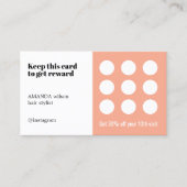 Carte De Fidélité Elégant Peach White Pastel Salon (Devant)