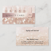 Carte De Fidélité Élégant rose doux vernis à ongle doré glittery (Devant / Derrière)