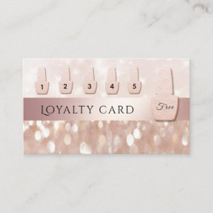 Carte De Fidélité Élégant rose doux vernis à ongle doré glittery