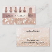 Carte De Fidélité Élégant rose doux vernis à ongle doré glittery (Devant / Derrière)