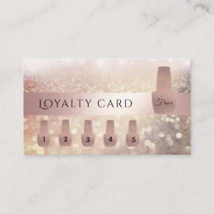 Carte De Fidélité Élégant rose doux vernis à ongle doré glittery