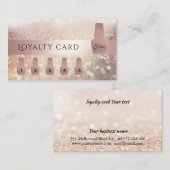 Carte De Fidélité Élégant rose doux vernis à ongle doré glittery (Devant / Derrière)