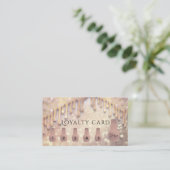 Carte De Fidélité Élégant rose doux vernis à ongle doré glittery (Debout devant)