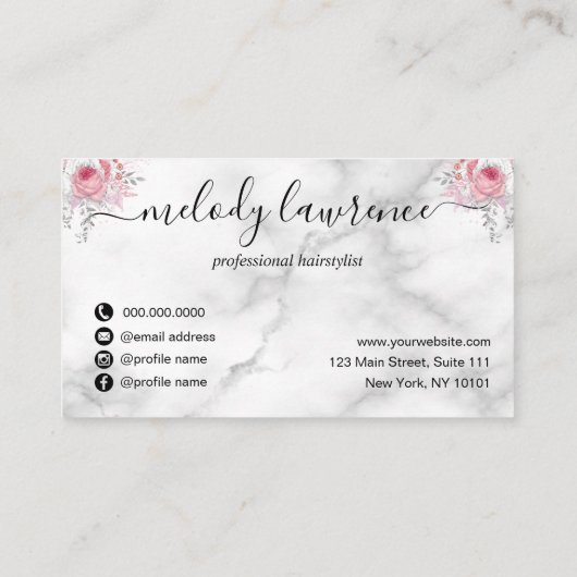 Carte De Fidélité Elégant rose en cuivre ciseaux en or coiffeuse (Dos)