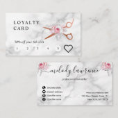 Carte De Fidélité Elégant rose en cuivre ciseaux en or coiffeuse (Devant / Derrière)