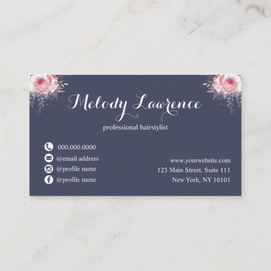 Carte De Fidélité Elégant rose en cuivre ciseaux en or coiffeuse (Dos)