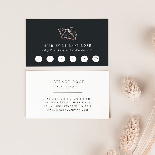 Carte De Fidélité Elégant Rose Gold Conch Shell