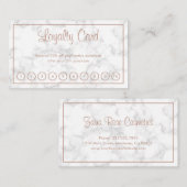 Carte De Fidélité Élégant Rose Gold Script Marbre moderne (Devant / Derrière)