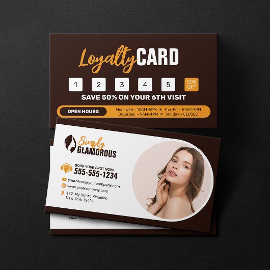 Carte De Fidélité Élégant salon de beauté Spa de maquillage ongles e
