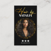 Carte De Fidélité Elégant salon de coiffure photo Black Gold (Devant)