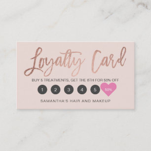 Carte De Fidélité Élégant scénario rose or maquillage cheveux ros