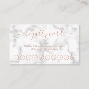 Carte De Fidélité Élégant Script Beauté Salon Rose Gold Marble