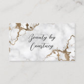 Carte De Fidélité Élégant Script Faux Gold Marbre Salon de Beauté (Dos)