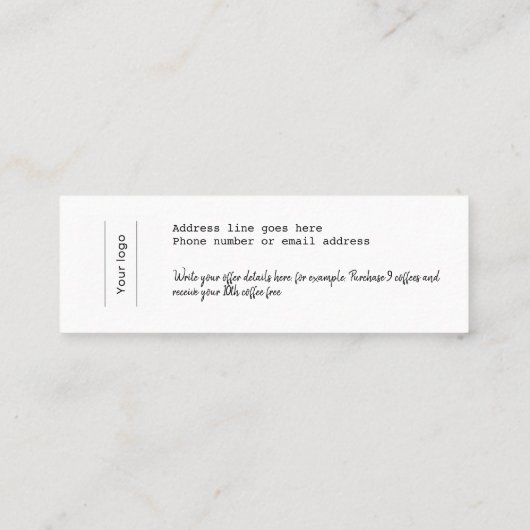 Carte de fidélité, Élégant script, propre et simpl (Dos)