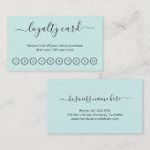 Carte De Fidélité Élégant Script Salon de Beauté Turquoise Turquoise (Devant / Derrière)