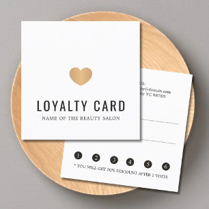 Carte De Fidélité Elegant White Faux Gold Heart Beauty Salon