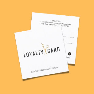 Carte De Fidélité Elegant White Faux Gold Scissor Loyalty Card