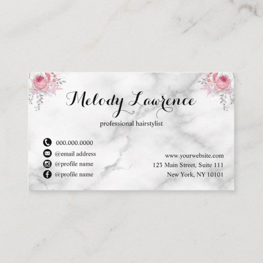 Carte De Fidélité Elégante coiffeuse rose en cuivre (Dos)