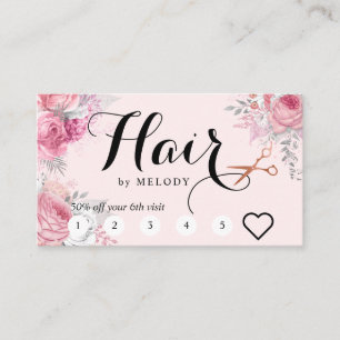 Carte De Fidélité Elégante coiffeuse rose en cuivre