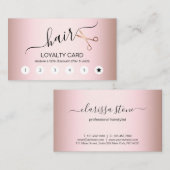 Carte De Fidélité Elégante coupe-cheveux rose d'or (Devant / Derrière)