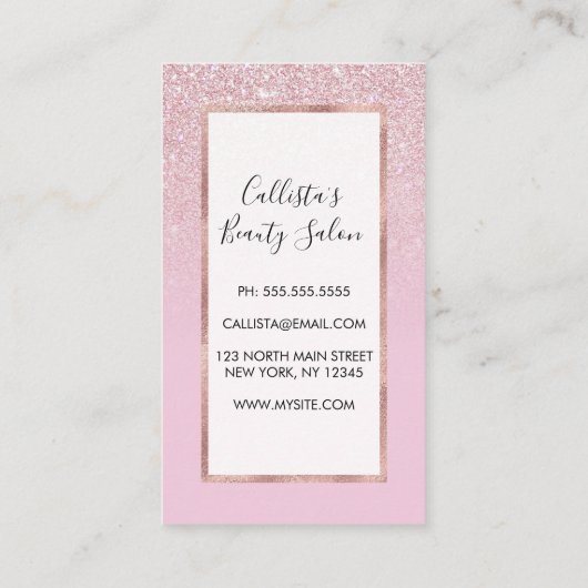 Carte De Fidélité Elégante fille Dusty Rose Rose Parties scintillant (Dos)