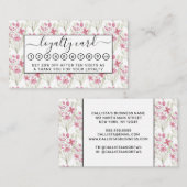 Carte De Fidélité Elégante Fleurs rose Sage Vert Aquarelle Florale (Devant / Derrière)