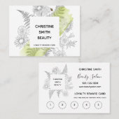 Carte de fidélité élégante Florale Noir et Blanc S (Devant / Derrière)