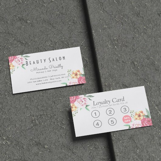 Carte de fidélité Elégante maquillage floral & lis