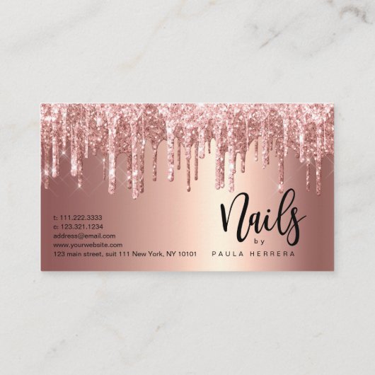 Carte De Fidélité Élégante parties scintillant en or rose en cuivre (Dos)