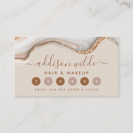 Carte De Fidélité Elégante Parties scintillant Or Marbre Agate Moder (Devant)