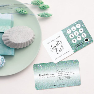 Carte De Fidélité Élégante Parties scintillant verte Turquoise