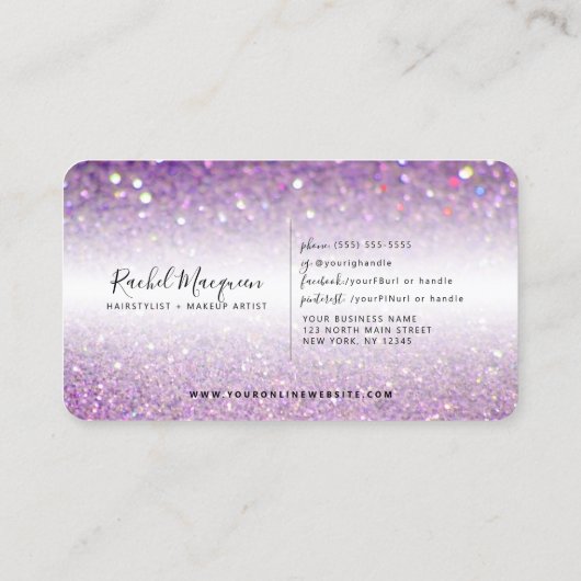 Carte De Fidélité Élégante Parties scintillant violette Lilac Sparkl (Dos)