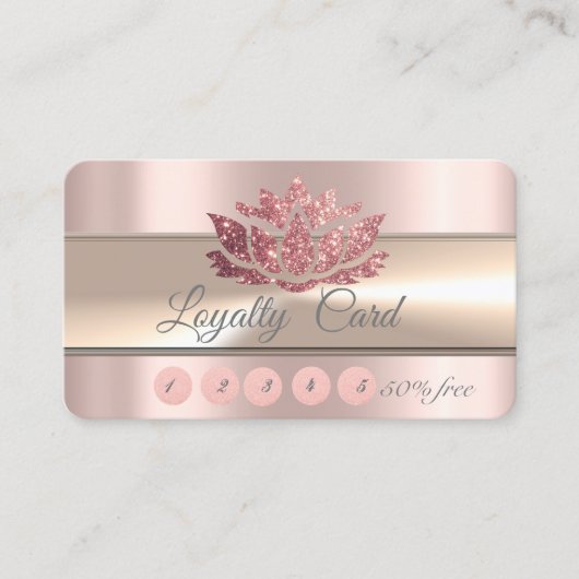 Carte De Fidélité Elégante Rose en bande Parties scintillant or Lotu (Devant)