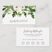 Carte De Fidélité Élégante verdure Blanc Floral Lashes Business (Devant / Derrière)