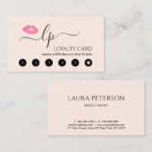 Carte De Fidélité Élégantes lèvres roses manuscrites calligraphie de (Devant / Derrière)