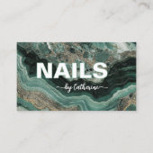 Carte De Fidélité Emerald Green and Gold Marble Script    (Devant)