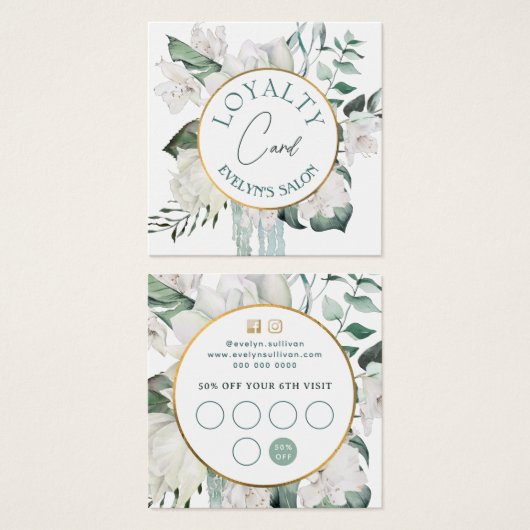 Carte de fidélité Emerald verdure cercle or (Devant & derrière)
