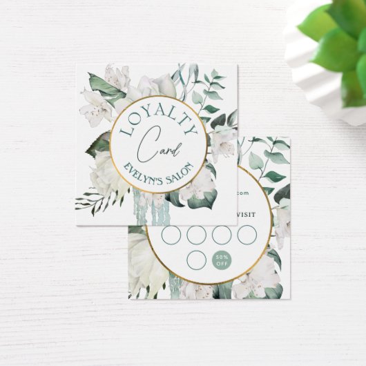 Carte de fidélité Emerald verdure cercle or (Bureau)