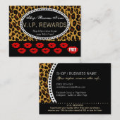 Carte De Fidélité Empreinte de léopard classique - Lèvres rouges Pri (Devant / Derrière)