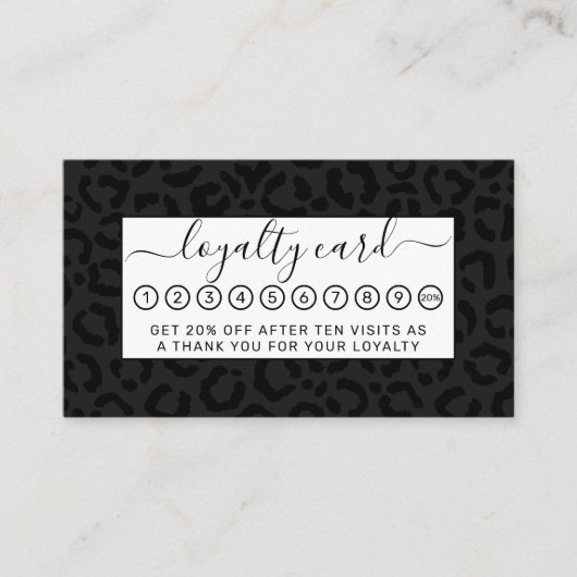 Carte De Fidélité Empreinte de léopard noir minimal moderne (Devant)